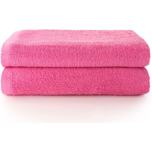 Lot De 2 Serviettes De Bain Ou De Douche-Serviettes De Bain-100% Coton-500 G/M2-Dimensions 70x140 Cm-Fraise