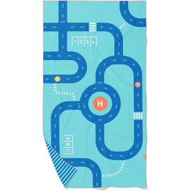 Serviette De Plage/Piscine Enfant Avec Jeu-En Microfibre Séchage Ultra Rapide,Sans Sable-Compacte,Légère (Circuit,L-180 X 100cm)