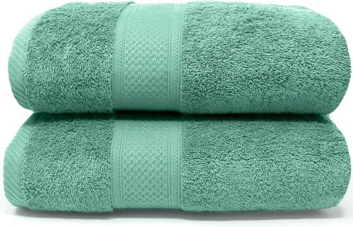 Lot De 2 Serviettes De Douche En Coton Premium 550 G/M² (70 X 130),Extra Doux,Absorbant Et Résistant (2 70x130 Aqua) 