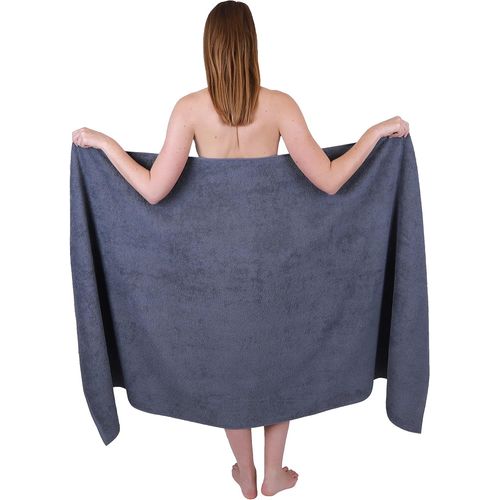 Serviette De Bain Xxl Berlin 100% Coton 100x200 Cm Gris Foncé