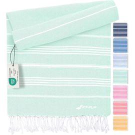 Serviette De Plage Hammam-Fouta En Coton 100%-Drap Turque Léger À Séchage Rapide,Accessoire Parfait Comme Drap De Plage Xxl Ou Paréo-Aqua-100x200cm Sultan