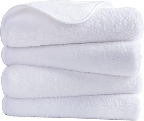 4 Serviettes De Bain En Microfibres-Pour Les Mains-Sèche Rapidement/Ne Peluche Pas-Blanc-40 X 76 Cm