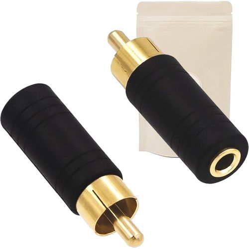 2X Adaptateur Prise RCA Male Fiche Mini Jack 3,5mm Femelle Mono Plaqué Or Minijack Marque FRANÇAISE