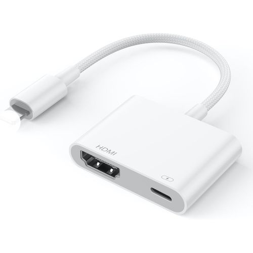 CFRY-Adaptateur Lightning HDMI/Adaptateur Phone HDMI [Certifié MFi] 1080P AV numérique vidéo et Audio Synchronisation d'écran TV Connecteur Cable Compatible avec Phone 14/14 Pro/12/11/13/ X/XR/XS/7/8