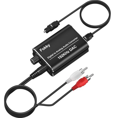 convertisseur analogique numérique,dac audio 192 kHz,adaptateur optique jack,câble RCA de 1 m canal gauche et droit &câble à fibre optique,convertisseur audio numerique analogique HDTV DVD