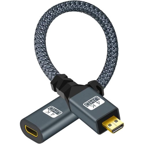 TIANYI-Câble Adaptateur Micro HDMI Mâle vers Femelle, Câble Micro HDMI Mâle vers Micro HDMI Femelle, Câble Micro HDMI type D Mâle vers Femelle compatible 3D/4K 1080p 20 cm