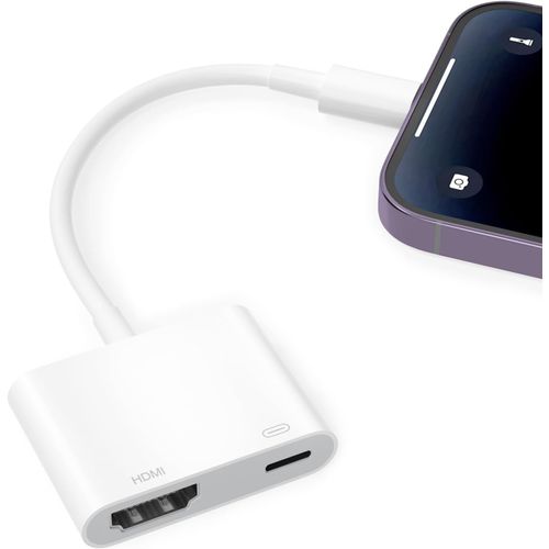 Adaptateur Lightning vers HDMI,[Certifié MFI] Adaptateur Phone et Pad vers TV Convertisseur D'écran de Synchronisation Audio et Vidéo HD 1080P Plug and Play pour Phone/Pad/HDTV/Projecteur