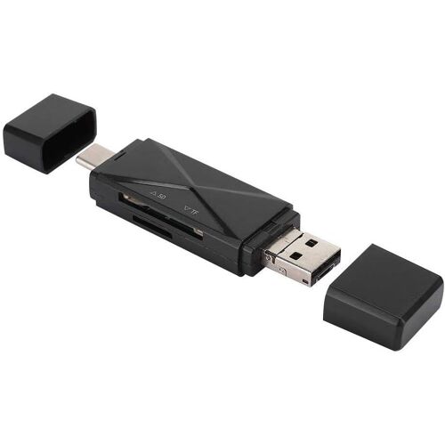 Lecteur de Carte de Type C, Prise en Charge du convertisseur de Lecteur Multi-Cartes USB 2.0 5 en 1 OTG, Interface de Carte TF/Carte mémoire SD pour Ordinateur Portable, téléphone Intelligent(Noir)