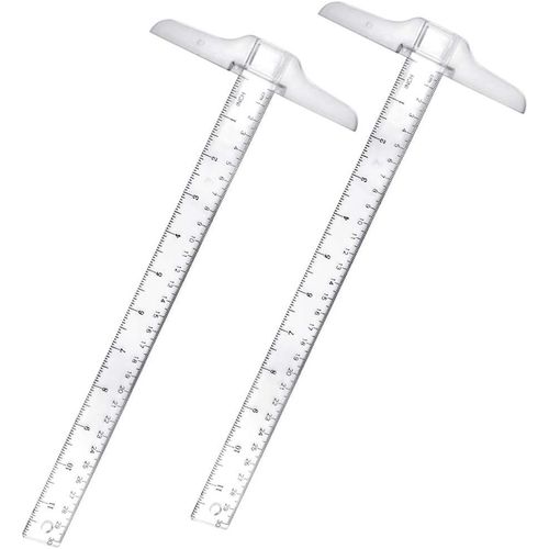 Lot De 2 Équerres En T De 30 Cm, Règle En T En Plastique Transparent, Règle En T Académique À Double Échelle, Outil De Dessin Pour Enfants, École, Maison