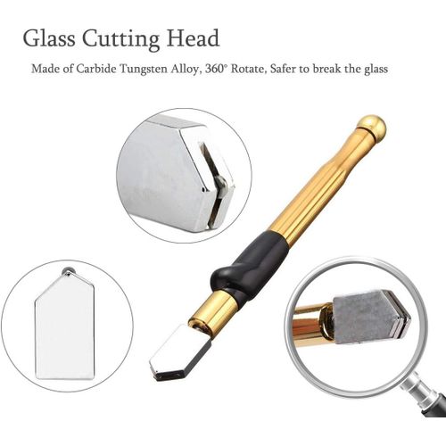 Coupe-verre professionnel 2-15 mm, 180 mm, design ergonomique en carbure de tungstène pour verres teintés, coupe diamantée, carreaux de mosaïque, doré