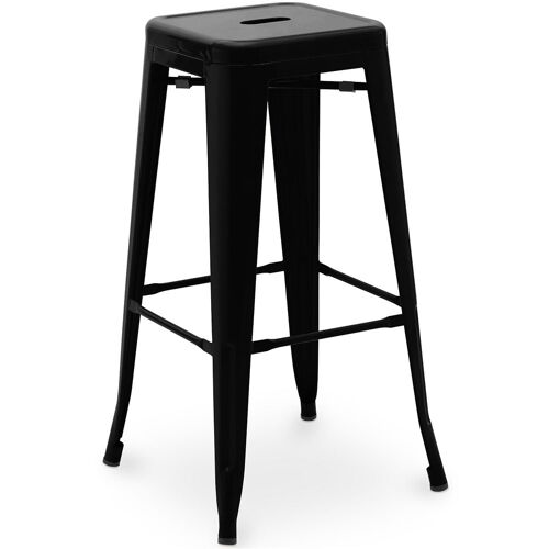 Tabouret de bar - Design industriel - 76cm - Metalix Noir