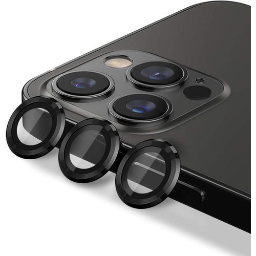 Caméra Arrière Protecteur Compatible Avec Iphone 12 Pro Max, [Alliage D'aluminium], Couverture Complet & 9h Dureté Film De Protection Caméra Lentille, Noir