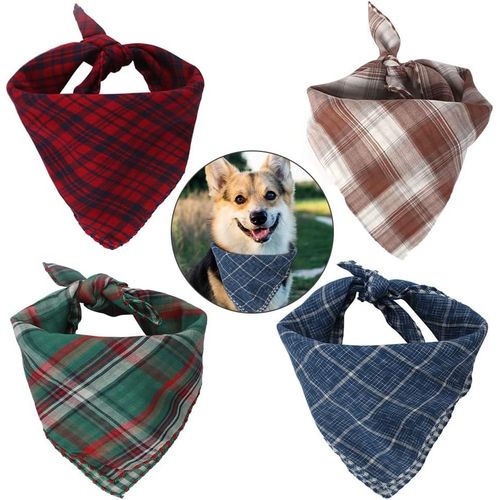 Lot De 4 Bandanas Pour Chien, Collier Bandana Lavable