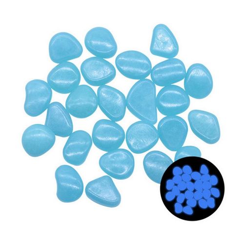 100/Pcs Couleur Cailloux Lumineux Villa Jardinage Fish Tank Aménagement Paysager Cailloux Pierres Lumineuses Artificielles, Bleu
