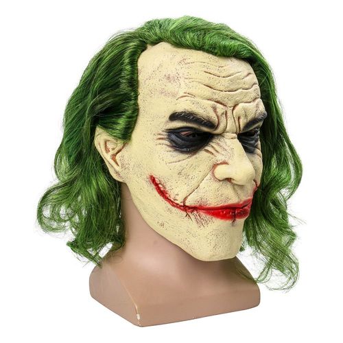 Coiffe En Latex Joker, Déguisement D'halloween, Tête De Joker Arthur Fleck En Latex, Clown Effrayant, Cheveux Verts Effrayants, Fête Costumée D'halloween