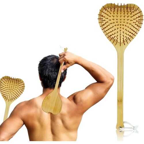 Grattoir De Dos En Bois Pour Le Dos Et Le Dos - En Bambou - Longue Poignée - Soulage Instantanément Les Démangeaisons - Grande Surface À Gratter - Cadeau Pour Hommes Et Femmes (40 Cm, Couleur