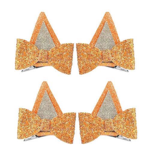 (Orange) 2 Paires De Pinces À Cheveux, Brillant Oreille Épingles À Cheveux, Épingles À Cheveux Arc Pour Les Enfants, Anniversaire, Décorations, Costumes D'halloween, Jeu De Rôle, Des Accessoires, Des Articles De Fête