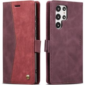 Sjzg-Coque Compatible Avec Samsung Galaxy S22 Ultra Housse, Pochette Fermeture Magnétique Avec Emplacements Cartes, Premium Pu Protection Etui Flip Case Pour Samsung Galaxy S22 Ultra - Bordeauxe