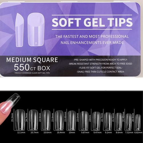 Ensemble De 550 Faux Ongles, Faux Ongles Givrés Ultra-Fins Avec Boîte De Rangement 