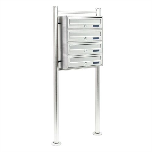 Bloc 4 boites aux lettres sur pied 4 compartiments superposé acier inoxydable Helloshop26 16_0000033