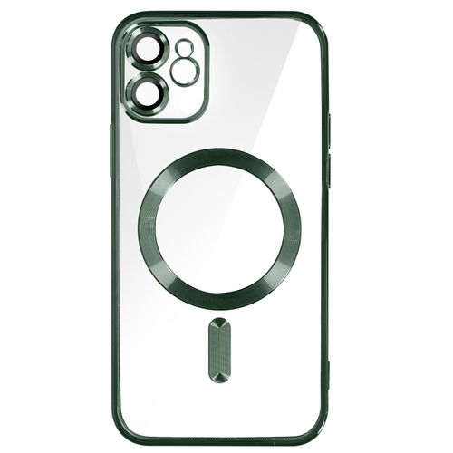 Coque Magsafe Pour Iphone 11 Silicone Protection Caméra Contour Chromé Vert