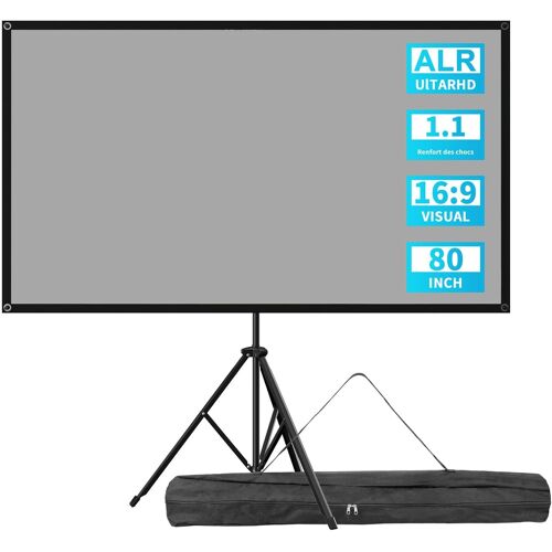 VornixorSarlshop-80¿ALR Écran Videoprojecteur avec Trépied, 4K HD 16:9 Ecran de Projection, Léger Facile à Installer Eran Projecteur, idéal pour Cinéma Bureau et Présentations
