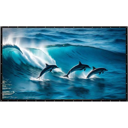 Écran De Projection Pliable 92"" (187 X 140 Cm) - Écran De Projection Mural Et De Plafond Avec Dos En Pvc Noir - Rapport D'Aspect 4:3 - Pour Maison, Cinéma, Cinéma, École, Bureau, Extérieur Et