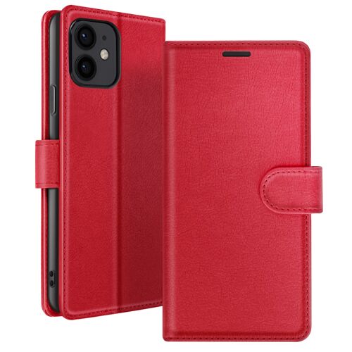Étui Portefeuille pour iPhone 12 mini Fonction Support et Languette Magnétique Zanaé Rouge