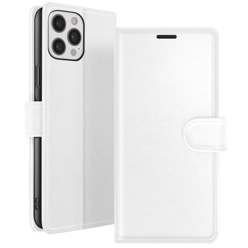 Étui Portefeuille pour iPhone 12 Pro Max avec Support et Languette Magnétique Zanaé Blanc