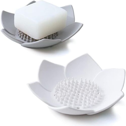 Porte-savon avec égouttoir, porte-savon de salle de bain pour douche, porte-savon en silicone pour évier de cuisine. Économiseur de savon en forme de fleur pour comptoir, baignoire. Prolonger la durée
