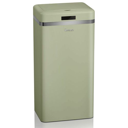 Retro Poubelle à Ouverture Automatique avec Capteur, Métal, 45 Litres, Vintage, , Vert, SWAN, SWKA4500GNEU