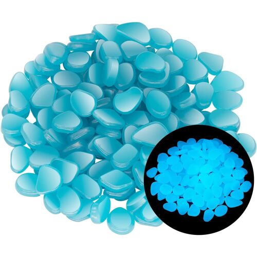 Glow In The Dark Rocks 200pcs Galets Lumineux Bleus Pierres Lumineuses Décor Extérieur, Roches Lumineuses Pour Jardin Étang Chemin Pelouse Cour, Glow Rocks Alimenté Par La Lumière