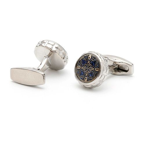 Boutons De Manchette Pour Homme (Motif) - Ronds En Acier Inoxydable Brossé, Pour Mariages D'affaires