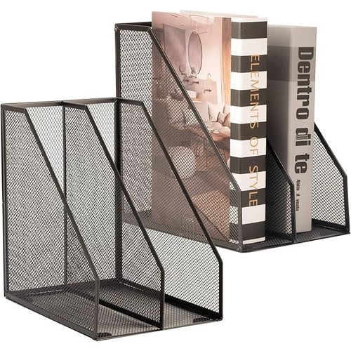 Porte-revues en maille métallique pour accessoires de bureau, boîte de classement décorative noire, 2 pièces