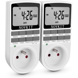 SUBZONAL-NOVKIT Programmateur Prise Électrique et Digitale, Minuterie Prise Numérique à 10 Programmes Journaliers Hebdomadaires avec Mode Anti-vol et Grand LCD écran, Économiser Électricité (Paquet d