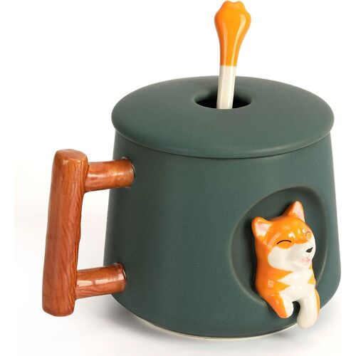 Tasse À Café 3d Mignonne, Motif À L'intérieur De La Tasse De 14 Oz Avec Couvercles Ouvrants Et Jolie Cuillère À Patte Mignonne Assortie, Tasse Du Matin Fantaisie Cadeau De Noël Pour Les Familles Et Le