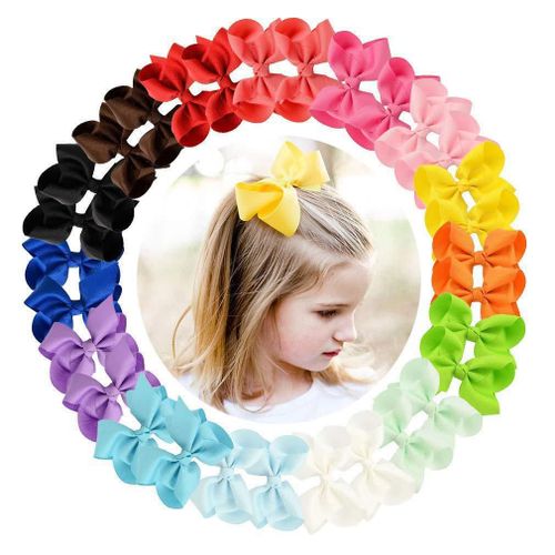 40 Pièces 3 Pouces 20 Couleurs Côtelées Avec N?Ud À Fleurs À Bulles Pour Enfants Hai