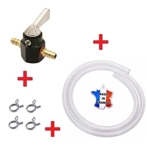 Kit Essence Universel : Robinet 8mm + Durite 1m + Collier Moto Mobylette Cyclomoteur Peugeot 103 Mbk 51 Vespa Piaggio Tondeuse