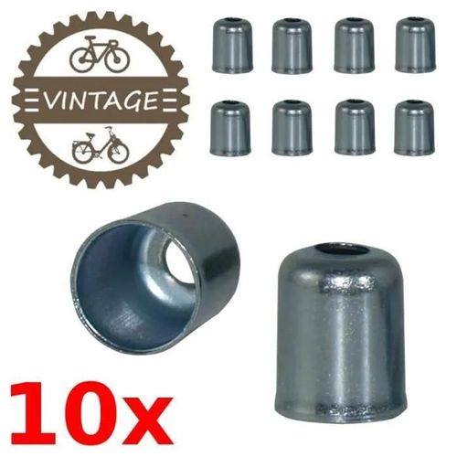 10x Embout Gaine Cable Velo Cyclomoteur Moto 7mm X 11mm Acier Vintage Ville Route