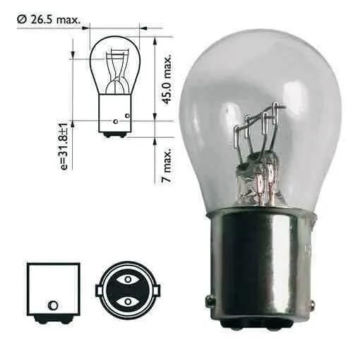 Ampoule - Ba15s - 21w - 12v - Incandescence - Lot De 2