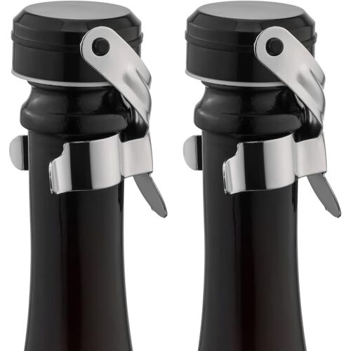 Lot De 2 Bouchons De Champagne (Argent), Bouchons De Champagne En Acier Inoxydable Bouchons En Silicone Réutilisables Etanches Garder Au Frais