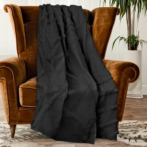 Plaid 140x200 Cm Tuft Anthracite, Par Soleil D'ocre