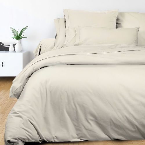 Housse De Couette En Coton 240x220 Cm Percale Ecru, Par Soleil D'ocre