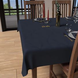 Nappe Carrée Anti-Tâches 180x180 Cm Luxury Bleu Nuit, Par Soleil D'ocre