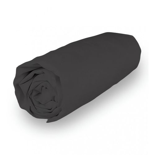 Drap Housse En Coton 140x190 Cm Percale Anthracite, Par Soleil D'ocre