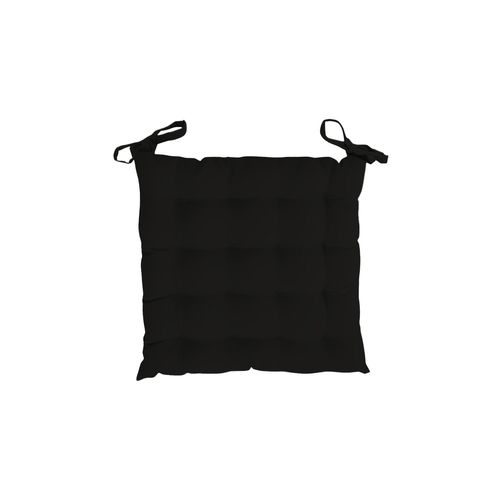 Dessus De Chaise Capitonné En Coton 40x40x5 Cm Panama Noir, Par Soleil D'ocre