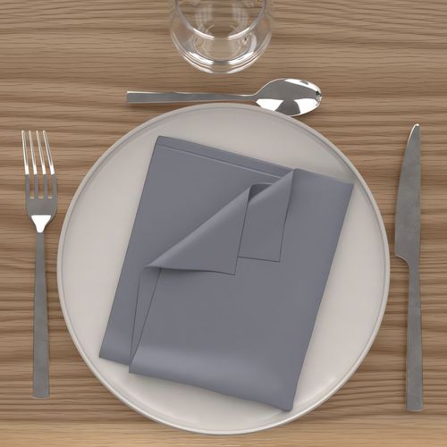 Lot De 3 Serviettes De Table 40x40 Cm Alix Gris, Par Soleil D'ocre