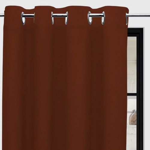 Rideau À Oeillets Pur Coton 135x250 Cm Panama Brique, Par Soleil D'ocre