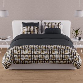 Parure Housse De Couette En Coton 57 Fils 260x240 Cm Fabio Gris, Par Soleil D'ocre