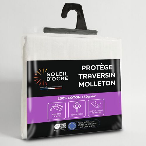 Protège Taie De Traversin En Coton 45x140 Cm Molleton, Par Soleil D'ocre